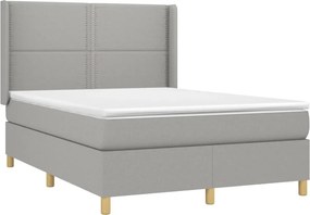 vidaXL Κρεβάτι Boxspring με Στρώμα &amp; LED Αν.Γκρι 140x190εκ. Υφασμάτινο