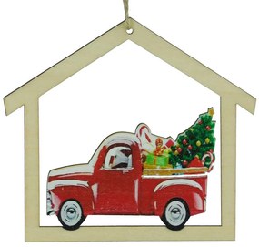 Χριστουγεννιάτικο Στολίδι Σπιτάκι με Αυτοκίνητο 236950a