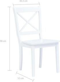 vidaXL Καρέκλες Τραπεζαρίας 2 τεμ. Λευκές Μασίφ Ξύλο Καουτσουκόδεντρου