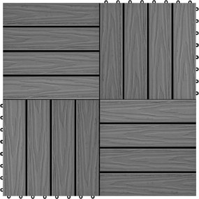vidaXL Πλάκα Κατασκευής 3D Σχεδίαση 11 pcs Γκρι 30 x 30 cm WPC