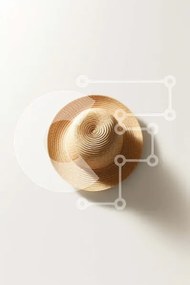 Intra Συλλεκτικό Ξύλινο Παζλ Plywood  4mm - Κομψό ψάθινο καπέλο με φαρδύ γείσο και κυρτό σχήμα Σε Ξύλινο Κουτί - Διαστάσεις Puzzle: 10x10 cm – 25 κομμάτια