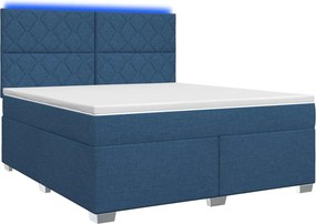 vidaXL Κρεβάτι box spring με στρώμα Μπλε 180 x 200 cm Ύφασμα
