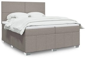 vidaXL Κρεβάτι Boxspring με Στρώμα Taupe 200x200 εκ. Υφασμάτινο