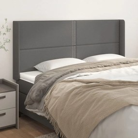 Κεφαλάρι με Πτερύγια Γκρι 183x16x118/128 εκ. Συνθετικό Δέρμα - Γκρι