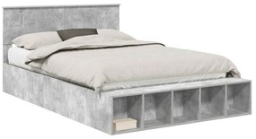 vidaXL Σκελετός Κρεβατιού με ράφι Σκυρόδεμα Γκρι 150 x 200 cm