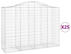 Συρματοκιβώτια Τοξωτά 25 τεμ. 200x50x140/160 εκ. Γαλβαν. Ατσάλι - Ασήμι