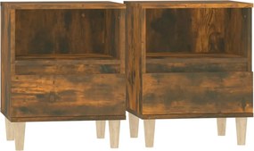 vidaXL Κομοδίνα 2 τεμ. Καπνιστή Δρυς 40 x 35 x 50 εκ.