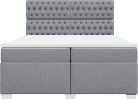 vidaXL Κρεβάτι Boxspring με Στρώμα Ανοιχτό Γκρι 200x200 εκ. Υφασμάτινο
