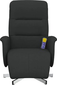 vidaXL Πολυθρόνα Μασάζ Ανακλινόμενη με Υποπόδιο Μαύρη Υφασμάτινη