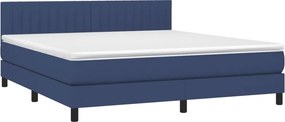 vidaXL Κρεβάτι Boxspring με Στρώμα Μπλε 180x200 εκ. Υφασμάτινο