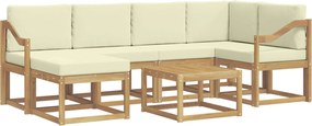 vidaXL Σειρά Καναπέ Εξωτερικού με μαξιλάρι 7 pcs Λευκό και Κρεμ