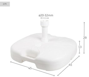 Βάση ομπρέλας Aktive Λευκό Ø 32 mm Ø 20 mm 45 x 29 x 45 cm (5 Μονάδες)