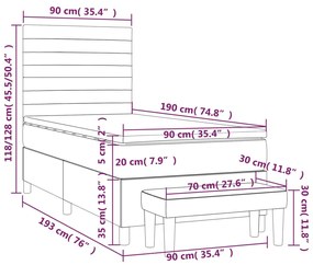 Κρεβάτι Boxspring με Στρώμα Taupe 90x190 εκ.Υφασμάτινο - Μπεζ-Γκρι