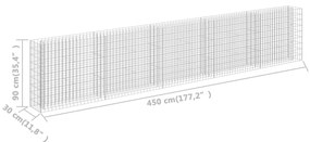 Συρματοκιβώτιο-Γλάστρα Υπερυψωμένη 450x30x90 εκ. Γαλβ. Χάλυβας - Ασήμι