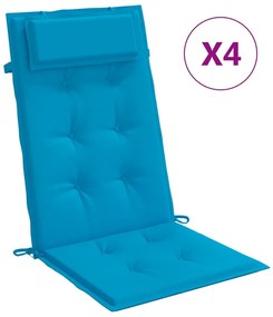 vidaXL Μαξιλάρια Καρέκλας με Πλάτη 4 τεμ. Γαλάζια από Ύφασμα Oxford