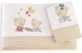 Βρεφικές Πετσέτες Σετ 2τμχ Happy Bears White DimCol Σετ Πετσέτες 30x50cm 100% Βαμβάκι