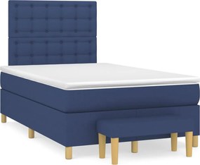 vidaXL Κρεβάτι Boxspring με Στρώμα Μπλε 120x200 εκ. Υφασμάτινο