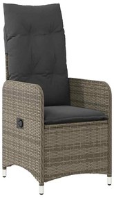 vidaXL Σέτ φαγητού για κήπο με μαξιλάρι 7 pcs Γκρι Πολυ ράταν