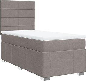 vidaXL Κρεβάτι Boxspring με Στρώμα Taupe 90x190 εκ.Υφασμάτινο