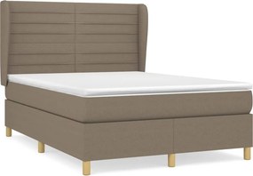 vidaXL Κρεβάτι Boxspring με Στρώμα Taupe 140x190 εκ. Υφασμάτινο