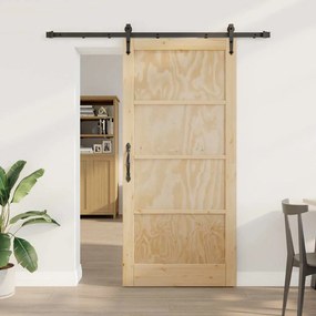vidaXL Συρόμενη Πόρτα Φυσικό και μαύρο 93 x 202 cm