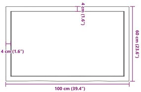 Ράφι Τοίχου 100x60x(2-6) εκ. από Ακατέργαστο Μασίφ Ξύλο Δρυός - Καφέ