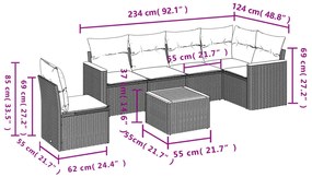 vidaXL Σαλόνι Κήπου Σετ 7 τεμ. Μπεζ Συνθετικό Ρατάν με Μαξιλάρια