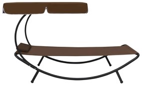 vidaXL Ξαπλώστρα - Κρεβάτι Καφέ με Σκίαστρο και Μαξιλάρι