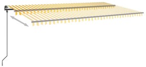 vidaXL Τέντα Αυτόματη με LED & Αισθητήρα Ανέμου Κίτρινη/Λευκή 6 x 3 μ.