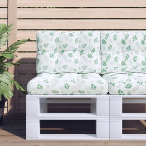 Μαξιλάρι Παλέτας με Σχέδιο Φύλλων 60 x 40 x 12 εκ. Υφασμάτινο - Πράσινο