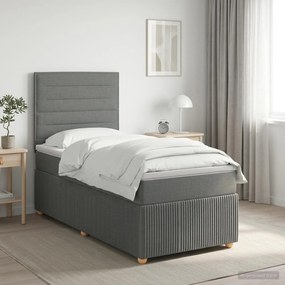 vidaXL Κρεβάτι box spring με στρώμα Σκούρο Γκρι 80 x 200 cm Ύφασμα