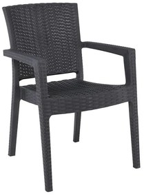 LORA-Pro Πολυθρόνα Στοιβαζόμενη, PP (Rattan Look) Απόχρωση Ανθρακί 58x61x87cm
