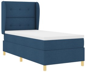 vidaXL Κρεβάτι με Στρώμα Μπλε 90x190 εκ. Υφάσμα