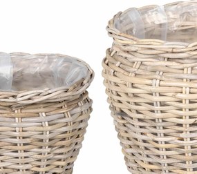 vidaXL Καλάθι φυτών με αποθήκευση 2 pcs Γκρι Ρατάν Lacak