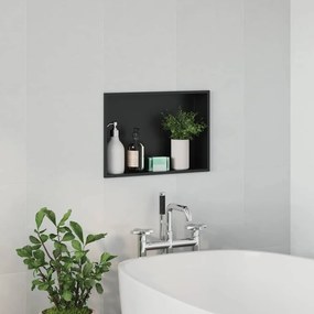 vidaXL Νίτσα Μπάνιου Μαύρο 45 x 30 x 9.5 εκ. Ανοξείδωτο ατσάλι