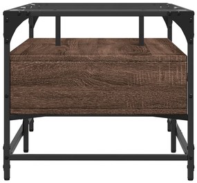 vidaXL Τραπεζάκι Σαλονιού Καφέ Δρυς 98,5x50x45 εκ. με Γυάλινες Πόρτες