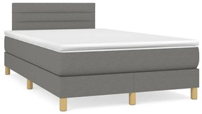 vidaXL Κρεβάτι Boxspring με Στρώμα & LED Σκ.Γκρι 120x190εκ. Υφασμάτινο