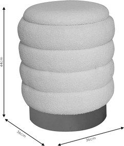Σκαμπό-μπαούλο Dazzle pakoworld μπουκλέ cream-χρυσό Φ36x44εκ