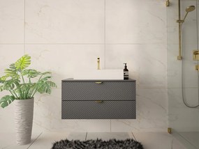 Επιτοίχιο ντουλάπι μπάνιου με υποδοχή νιπτήρα Merced D101, Γκρι, Τοίχου, 42x80x46cm, Ινοσανίδες μέσης πυκνότητας, Πλαστικοποιημένη μοριοσανίδα