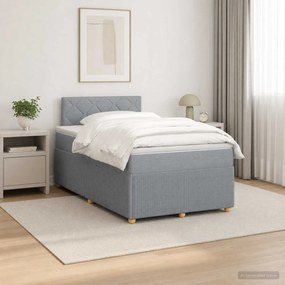 vidaXL Κρεβάτι box spring με στρώμα Ανοιχτό γκρι 120 x 190 cm Ύφασμα