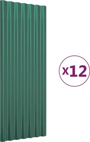 vidaXL Πάνελ Οροφής 12 τεμ. Πράσινα 100x36 εκ Γαλβανισμένος χάλυβας