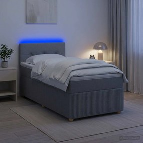 vidaXL Κρεβάτι box spring με στρώμα Ανοιχτό γκρι 100 x 200 cm Ύφασμα