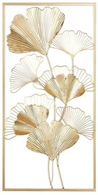 Ανάγλυφο τοίχου Ορθογώνιο Ginkgo Motif Μεταλλικό Χρυσό Χρώμα 30X1X60Cm 30X1X60Cm