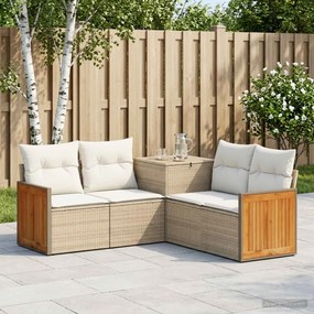 vidaXL Σετ Καναπέ 5 τμχ. Μπεζ και Κρέμ 176 x 176 x 85 εκ