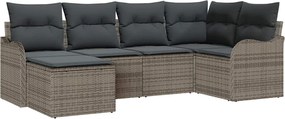vidaXL Σετ Καναπέ Κήπου με μαξιλάρι 6 pcs Γκρι Πολυ ράταν