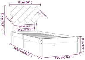 ΠΛΑΙΣΙΟ ΚΡΕΒΑΤΙΟΥ 90 X 200 ΕΚ. ΑΠΟ ΜΑΣΙΦ ΞΥΛΟ 3104853