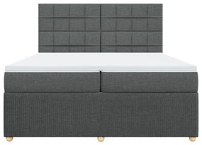 Κρεβάτι Boxspring με Στρώμα Σκούρο Γκρι 200x200 εκ. Υφασμάτινο - Γκρι