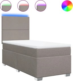 vidaXL Κρεβάτι Boxspring με Στρώμα Taupe 90x190 εκ.Υφασμάτινο