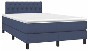 vidaXL Κρεβάτι Boxspring με Στρώμα & LED Μπλε 120x190εκ. Υφασμάτινο