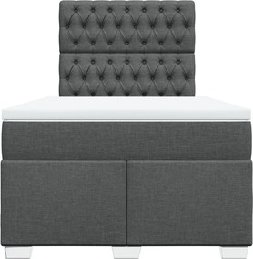 vidaXL Κρεβάτι Boxspring με Στρώμα Σκούρο Γκρι 120x190 εκ Υφασμάτινο